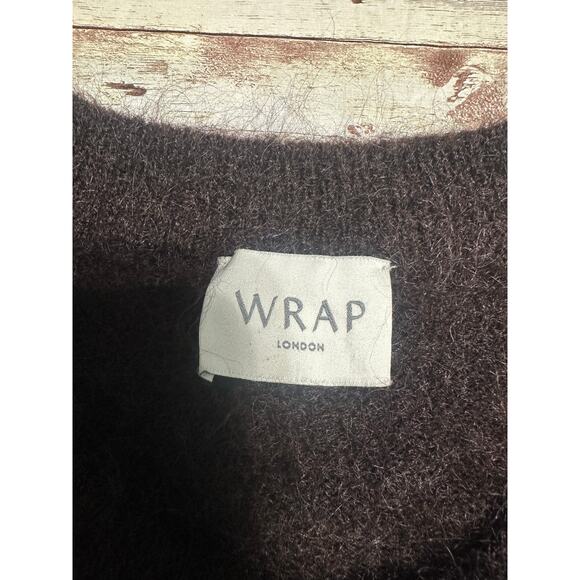 Wrap London Mohair Merino Crewneck Sweater Color Size 4 Blue Brown Gold Soft - Picture 5 of 8